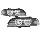 Μπροστινά Φανάρια Set Για Bmw 5 E39 95-03 Angel Eyes Facelift LCI Look Μαύρα H7/H7 Manual Carner