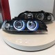 Μπροστινά Φανάρια Set Για Bmw 5 E39 95-03 Angel Eyes Facelift LCI Look Μαύρα H7/H7 Manual Carner