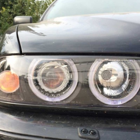 Μπροστινά Φανάρια Set Για Bmw 5 E39 95-03 Angel Eyes Facelift LCI Look Μαύρα H7/H7 Manual Carner