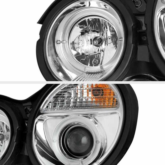 Μπροστινά Φανάρια Set Για Mercedes-Benz E-Class W210 99-02 Angel Eyes Χρωμίου H7/H1 Manual Sonar