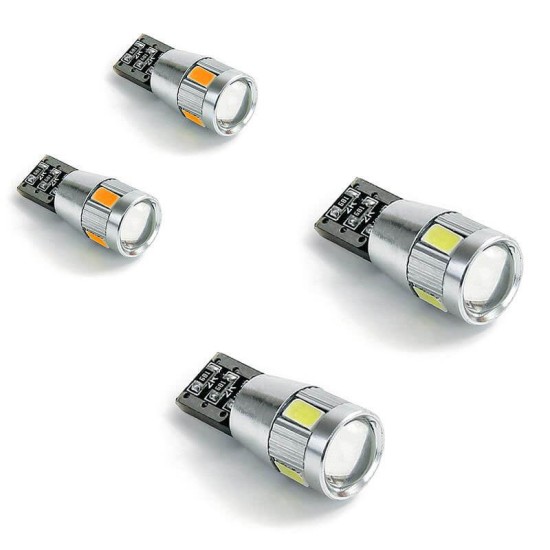 Λάμπες Led T10 12volt 6 Led Wedge Canbus Λευκό Φως 14193 2 Τεμάχια
