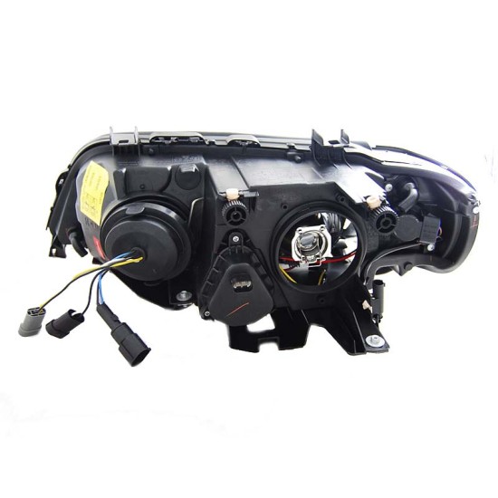 Μπροστινά Φανάρια Set Για Bmw X5 E53 99-03 Led Angel Eyes Μαύρα H7/H7 Με Μοτέρ Depo