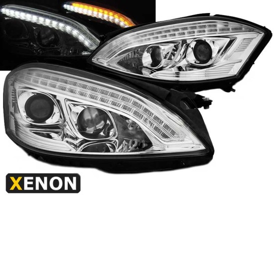 Μπροστινά Φανάρια Set Για Mercedes-Benz S-Class W221 05-09 W222 Look Χρωμίου D1S/H7 (Xenon) Με Μοτέρ Sonar