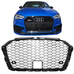 Μάσκα Για Audi A3 8V 16-20 RS3 Look Κυψελωτή Γυαλιστερό Μαύρο 1 Τεμάχιο Μάσκα Για Audi A3 8V 16-20 RS3 Look Κυψελωτή Γυαλιστερό Μαύρο 1 Τεμάχιο