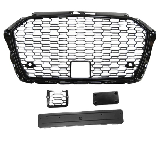 Μάσκα Για Audi A3 8V 16-20 RS3 Look Κυψελωτή Γυαλιστερό Μαύρο 1 Τεμάχιο