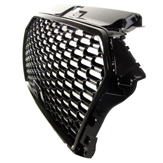 Μάσκα Για Audi A3 8V 16-20 RS3 Look Κυψελωτή Γυαλιστερό Μαύρο 1 Τεμάχιο