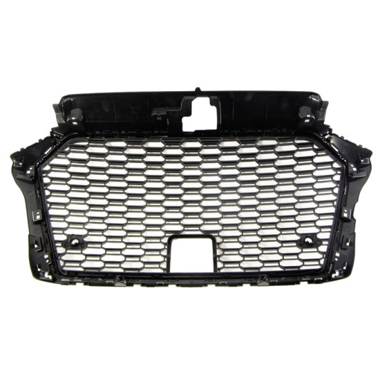 Μάσκα Για Audi A3 8V 16-20 RS3 Look Κυψελωτή Γυαλιστερό Μαύρο 1 Τεμάχιο
