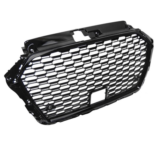Μάσκα Για Audi A3 8V 16-20 RS3 Look Κυψελωτή Γυαλιστερό Μαύρο 1 Τεμάχιο