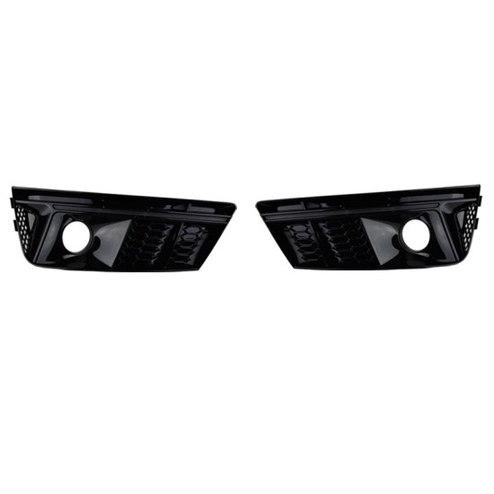 Δίχτυ Προφυλακτήρα Εμπρός Πλαινό Για Audi A4 B9 16-18 RS4 Look Γυαλιστερό Μαύρο Αριστερό & Δεξί 2 Τεμάχια