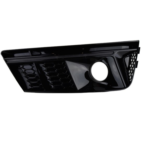 Δίχτυ Προφυλακτήρα Εμπρός Πλαινό Για Audi A4 B9 16-18 RS4 Look Γυαλιστερό Μαύρο Αριστερό & Δεξί 2 Τεμάχια