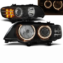 Μπροστινά Φανάρια Set Για Bmw X5 E53 99-03 Angel Eyes & Led Φλας Μαύρα Xenon D2S/H7 Με Μοτέρ Depo Μπροστινά Φανάρια Set Για Bmw X5 E53 99-03 Angel Eyes & Led Φλας Μαύρα Xenon D2S/H7 Με Μοτέρ Depo