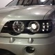 Μπροστινά Φανάρια Set Για Bmw X5 E53 99-03 Angel Eyes & Led Φλας Μαύρα Xenon D2S/H7 Με Μοτέρ Depo