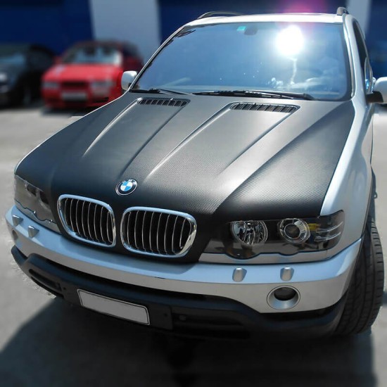 Μπροστινά Φανάρια Set Για Bmw X5 E53 99-03 Angel Eyes & Led Φλας Μαύρα Xenon D2S/H7 Με Μοτέρ Depo