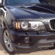 Μπροστινά Φανάρια Set Για Bmw X5 E53 99-03 Angel Eyes & Led Φλας Μαύρα Xenon D2S/H7 Με Μοτέρ Depo