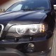 Μπροστινά Φανάρια Set Για Bmw X5 E53 99-03 Angel Eyes & Led Φλας Μαύρα Xenon D2S/H7 Με Μοτέρ Depo