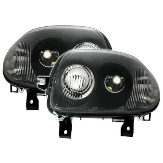 Μπροστινά Φανάρια Set Για Renault Clio 98-01 Projectors V6 Look Μαύρο H7/HB3 TYC