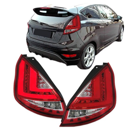 Πισινά Φανάρια Set Για Ford Fiesta 2012-2015 Led Bar Red White JunYan