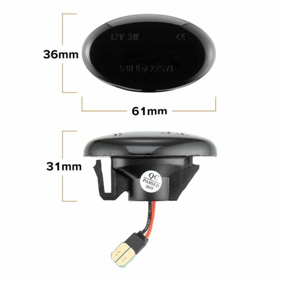Πλαϊνά Φλας Φτερού Για Mercedes-Benz A-Class W168 98-04 / Smart Fortwo W450 98-07 / Vito W639 , W447 / Citan Led Dynamic Φιμέ 2 Τεμάχια