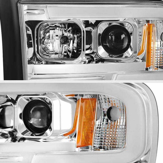 Μπροστινά Φανάρια Set Για Dodge Ram 02-06 DRL Tube Lights Χρωμίου H1/H1 Manual Sonar