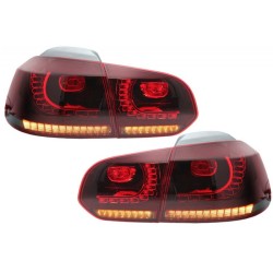 Πισινά Φανάρια Set Για Vw Golf VI (6) 08-12 Full Led Dynamic GTI R20 Look Σκούρο Κόκκινο/Φιμέ VLand