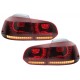 Πισινά Φανάρια Set Για Vw Golf VI (6) 08-12 Full Led Dynamic GTI R20 Look Σκούρο Κόκκινο/Φιμέ VLand
