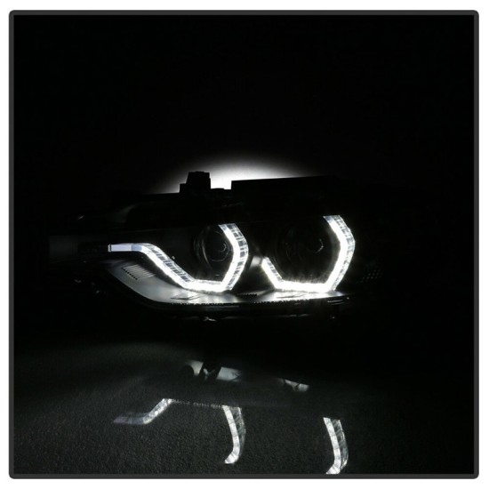 Μπροστινά Φανάρια Set Για Bmw 3 F30 / F31 11-15 3D Angel Eyes Μαύρα H7/H7 Με Μοτέρ Sonar
