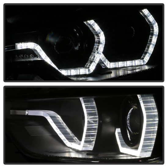 Μπροστινά Φανάρια Set Για Bmw 3 F30 / F31 11-15 3D Angel Eyes Μαύρα H7/H7 Με Μοτέρ Sonar