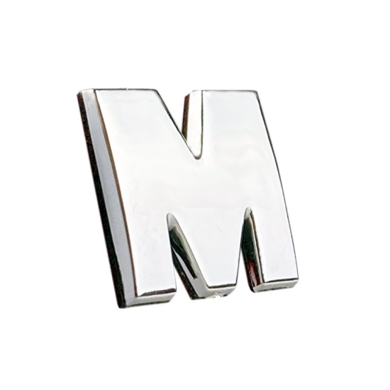 Αυτοκόλλητo Γράμμα Χρωμίου 3D ''M'' 2.7cm x 2.5cm 1 Τεμάχιο
