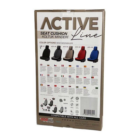 Πλατοκάθισμα Αυτοκινήτου Otom Active Line Ύφασμα Lacoste Ανάγλυφο Μαύρο ACTL-101 1 Τεμάχιο