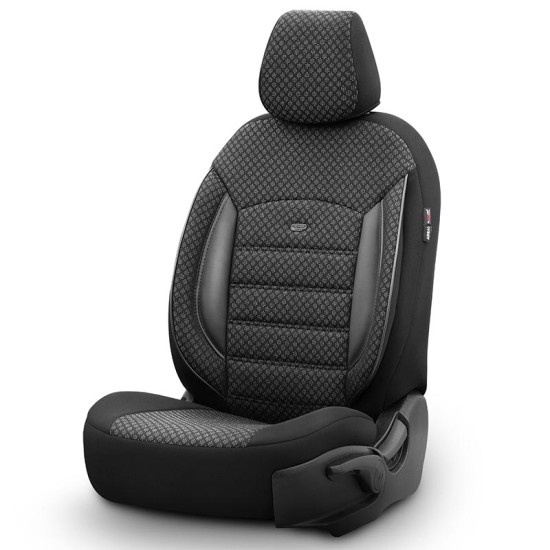 Καλύμματα Αυτοκινήτου Otom Sport Plus Design Universal Βαμβακερό Ύφασμα / Rachel / Δερματίνη Σετ Εμπρός / Πίσω 11 Τεμαχίων Μαύρο SPTPLS-101