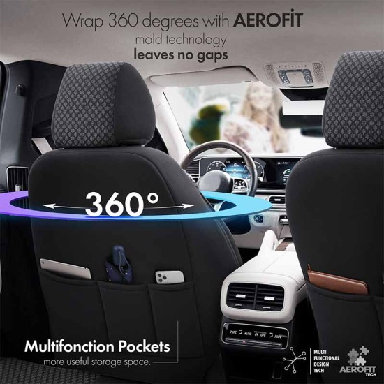 Καλύμματα Αυτοκινήτου Otom Sport Plus Design Universal Βαμβακερό Ύφασμα / Rachel / Δερματίνη Σετ Εμπρός / Πίσω 11 Τεμαχίων Μαύρο SPTPLS-101