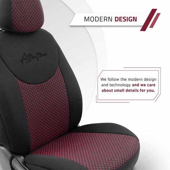 Καλύμματα Αυτοκινήτου Otom Attraction Design Universal Βαμβακερό Ύφασμα / Rachel Σετ Εμπρός / Πίσω 11 Τεμαχίων Μαύρο - Κόκκινο ATR-1302