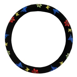 Κάλυμμα Τιμονιού Αυτοκινήτου Βελούδινο Με Ραφτά Λουλούδια Μαύρο 38cm CR0028203 Κάλυμμα Τιμονιού Αυτοκινήτου Βελούδινο Με Ραφτά Λουλούδια Μαύρο 38cm CR0028203