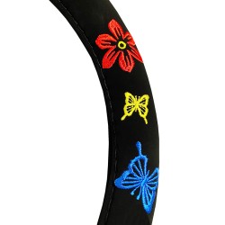 Κάλυμμα Τιμονιού Αυτοκινήτου Βελούδινο Με Ραφτά Λουλούδια Μαύρο 38cm CR0028203 Κάλυμμα Τιμονιού Αυτοκινήτου Βελούδινο Με Ραφτά Λουλούδια Μαύρο 38cm CR0028203