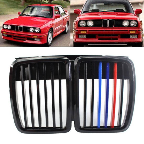 Καρδιές Μάσκας Για Bmw 3 E30 82-94 Tri-Color Γυαλιστερό Μαύρο 1 Τεμάχιο