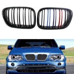 Καρδιές Μάσκας Για Bmw X5 E53 99-03 M4 Look Με Διπλή Γρίλια Μαύρο Γυαλιστερό 2 Τεμάχια
