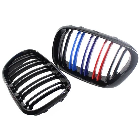 Καρδιές Μάσκας Για Bmw X5 E53 99-03 M4 Look Με Διπλή Γρίλια Μαύρο Γυαλιστερό 2 Τεμάχια