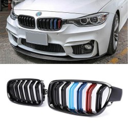 Καρδιές Μάσκας Για Bmw 3 F30 / F31 11-18 M4 Look Με Διπλή Γρίλια Tri-Color Μαύρο Γυαλιστερό 2 Τεμάχια Καρδιές Μάσκας Για Bmw 3 F30 / F31 11-18 M4 Look Με Διπλή Γρίλια Tri-Color Μαύρο Γυαλιστερό 2 Τεμάχια