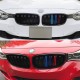 Καρδιές Μάσκας Για Bmw 3 F30 / F31 11-18 M4 Look Με Διπλή Γρίλια Tri-Color Μαύρο Γυαλιστερό 2 Τεμάχια