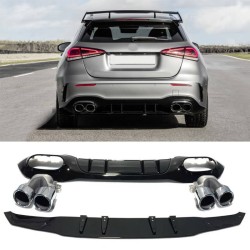 Diffuser Πίσω Προφυλακτήρα Για Mercedes-Benz A-Class W177 19+ Hatchback Amg Look Με Μπούκες Χρωμίου Diffuser Πίσω Προφυλακτήρα Για Mercedes-Benz A-Class W177 19+ Hatchback Amg Look Με Μπούκες Χρωμίου
