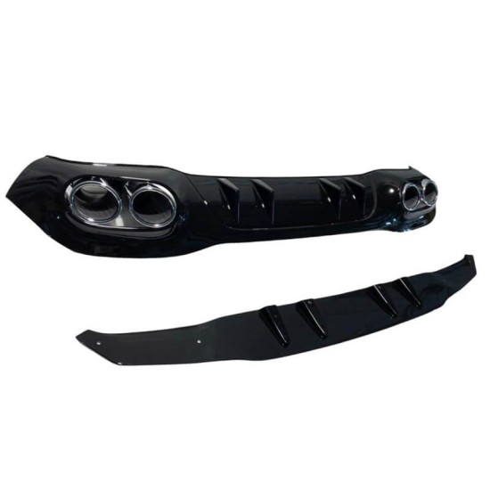 Diffuser Πίσω Προφυλακτήρα Για Mercedes-Benz A-Class W177 19+ Hatchback Amg Look Με Μπούκες Χρωμίου