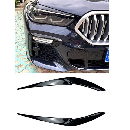 Φρυδάκια Μπροστινών Φαναριών Για Bmw X5 G05 & X6 G06 2018+ Βαμμένα Μάυρο Γυαλιστερό Χρώμα 2 Τεμάχια