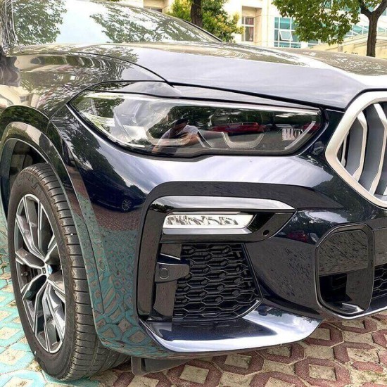 Φρυδάκια Μπροστινών Φαναριών Για Bmw X5 G05 & X6 G06 2018+ Βαμμένα Μάυρο Γυαλιστερό Χρώμα 2 Τεμάχια