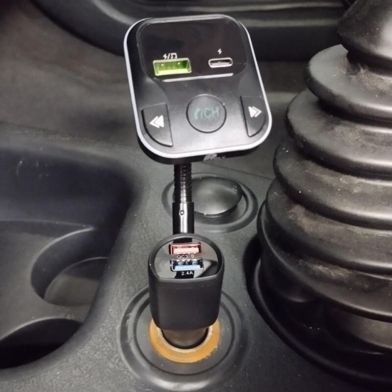 Fm Transmitter Με Bluetooth, Φορτιστής 2 USB, Οθόνη LCD PL-658 Μαύρο 1 Τεμάχιο