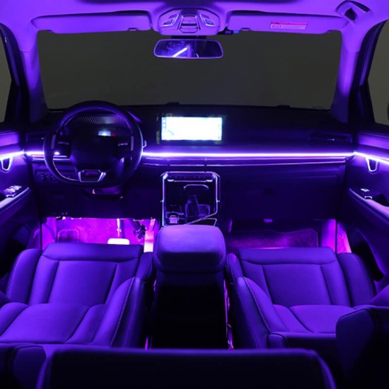 Ambient Light Διακοσμητικός Φωτισμός Κιτ Οπτικής Ίνας Αυτοκινήτου Με Bluetooth Μαύρο Χρώμα Με 18 Φώτα / 64 Χρώματα