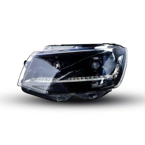 Μπροστινά Φανάρια Set Για Vw Transporter T6 15-20 DRL Full Led Μαύρα Με Μοτέρ Carner Με Δυναμικό Φλας