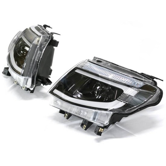 Μπροστινά Φανάρια Set Για Ford Ranger T6 2012-2015 DRL Dynamic Μαύρα Full Led Με Μοτέρ