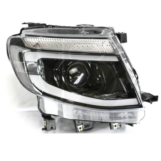 Μπροστινά Φανάρια Set Για Ford Ranger T6 2012-2015 DRL Dynamic Μαύρα Full Led Με Μοτέρ