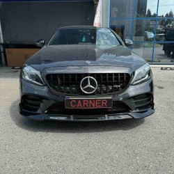 Μπροστινό Spoiler Για Mercedes-Benz  C-Class C205 / W205 Facelift 19-21 Amg Line Μαύρο Γυαλιστερό Brabus Look 3 Τεμάχια