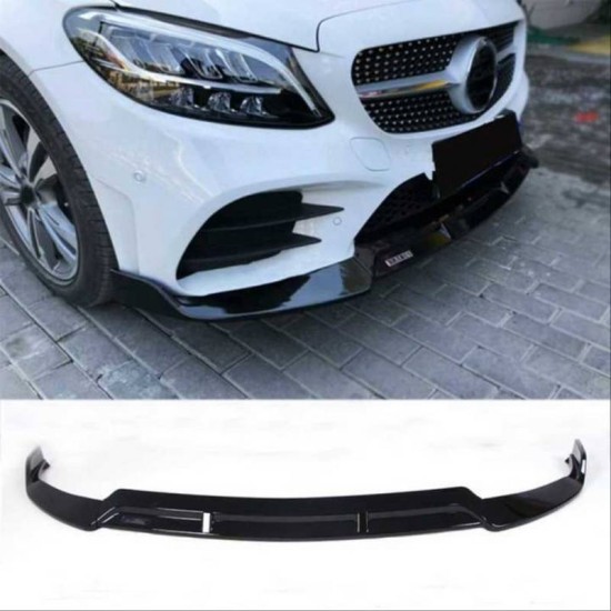 Μπροστινό Spoiler Για Mercedes-Benz  C-Class C205 / W205 Facelift 19-21 Amg Line Μαύρο Γυαλιστερό Brabus Look 3 Τεμάχια